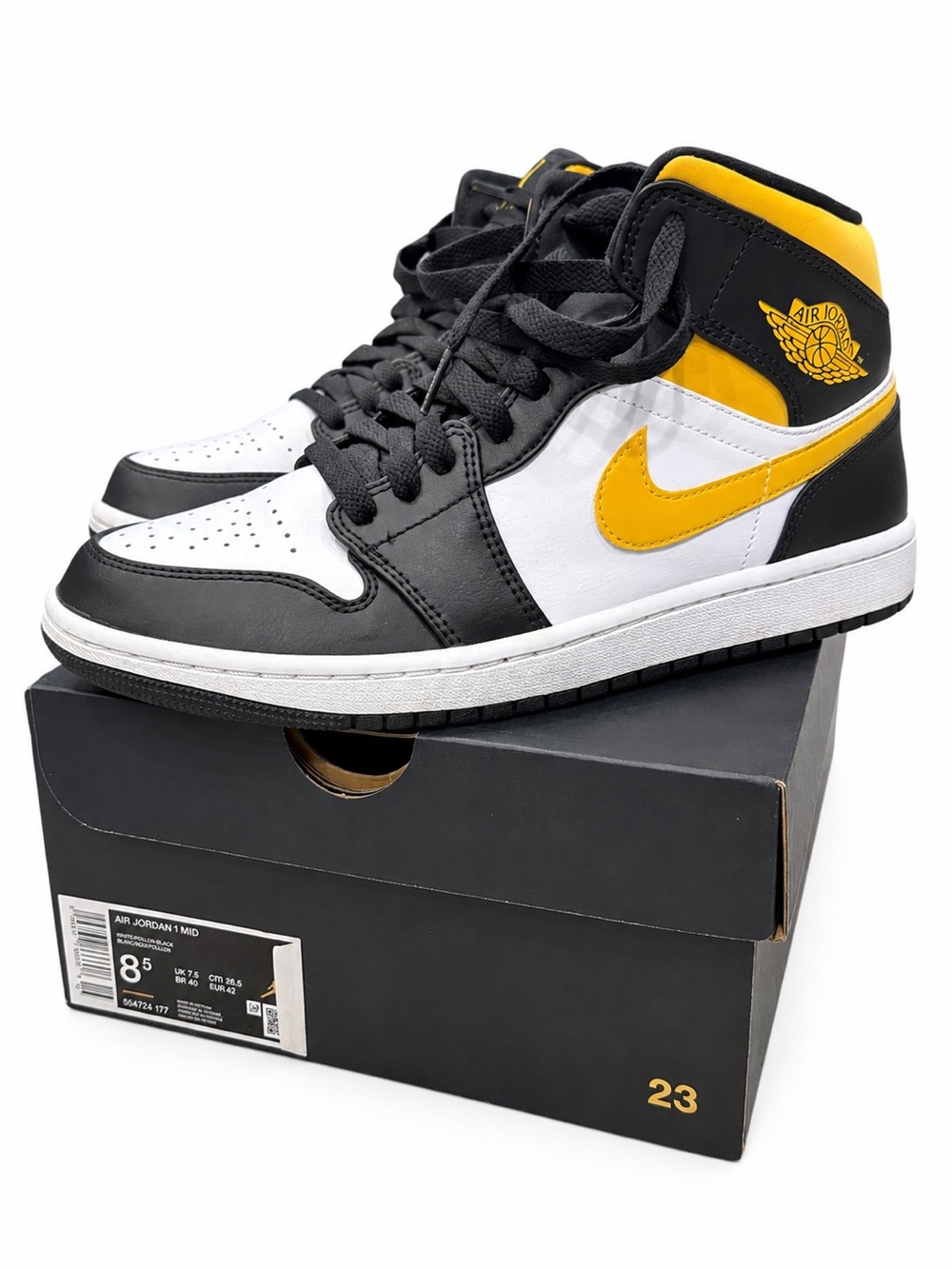Nike Air Jordan 1 Mid Pollen Black White Men’s 8.5 With Box